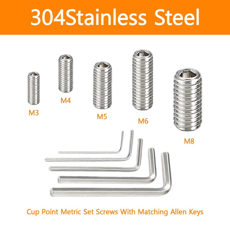 300 Pcs 24 Size Set Screws Assortment Kit (M3, M4,