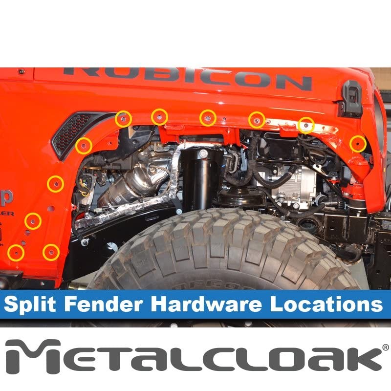 Split Rubicon Fender Bolt Upgrade Kit by Metalcloak, Compatible with