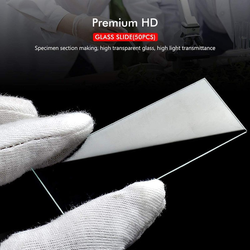 HATANSE Pack of 50 Pre-Cleaned Microscope Slides and 100 Microscope