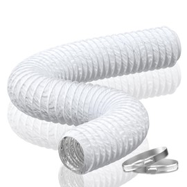 Hon&Guan 6 Inch Duct -16 FT White PVC and Aluminum Ducting for Heating Cooling Ventilation and Exhaust