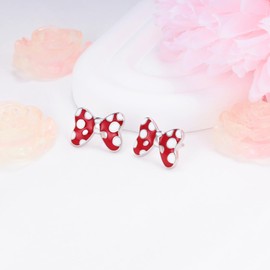 Red Bow Earrings Sterling Silver Red Mouse Bowknot Stud Earrings Cute Dainty Sweet Lucky Cute Animal Jewelry Gifts for Women Daughter Birthday