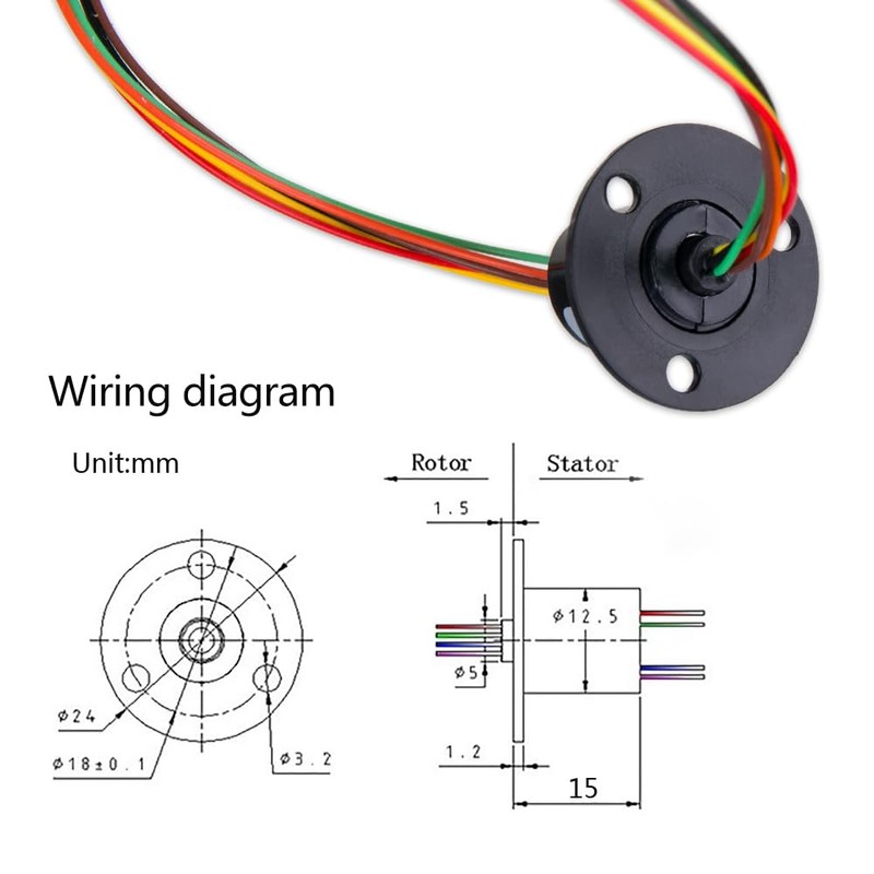 Comidox 12.5mm 300Rpm 6 Wires CIRCUITSx2A Capsule Electrical Slip Ring