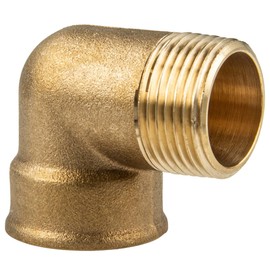 tecuro Brass angle 90° internal x external thread 1 1/4 inch, blank brass CW617N, according to drinking water regulation 50930-6