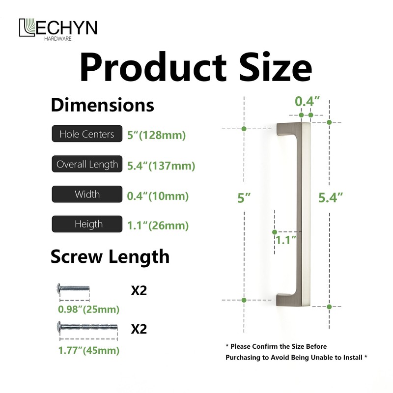 LECHYN Satin Nickel Kitchen Cabinet Pull, 10 Pack 5 Inch(128MM)