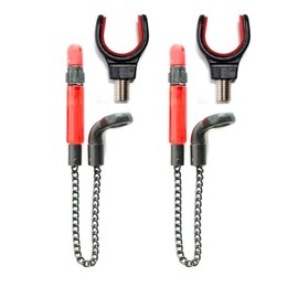 2 x Bobbins Bite Indicators 2 x Rod Rest Set Carp fishing Tackle for Bite Alarms (Red)