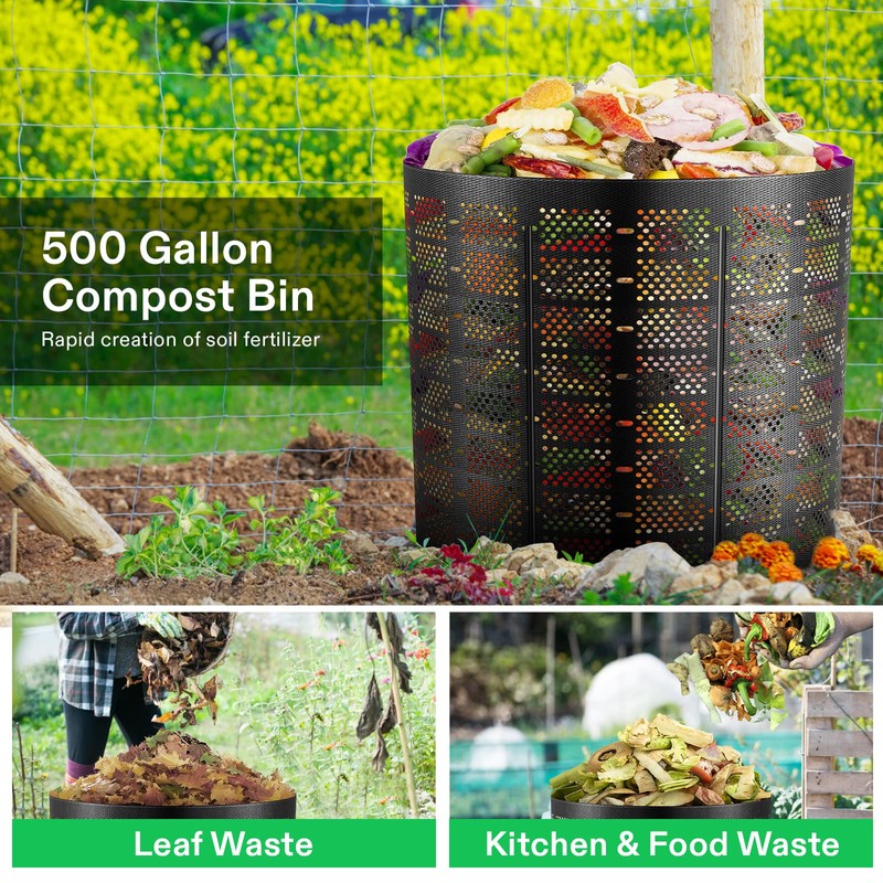 VIVOSUN 220 Gallon Outdoor Compost Bin, Expandable Composter, Easy to