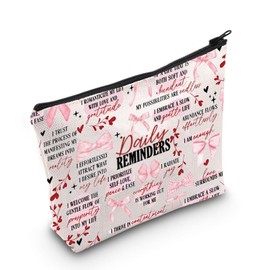 TGBJE Ribbon Pink Bow Makeup Bag Coquette Bows Gift Coquette Girly Gift Soft Girl Aesthetic Zipper Pouch Aesthetic Gift (C-Pink Bow Bag)