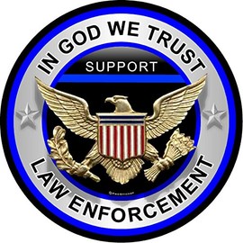 309 ProSticker (One) 4" Patriot Series in God We Trust, Law Inforcement Thin Blue Line Support Decal Sticker