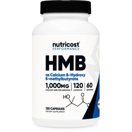 Nutricost Nutricost HMB (Beta-Hydroxy Beta-Methylbutyrate) 1000mg (120 Capsules) - 500mg Per Capsule, 60 Servings - Gluten Free and Non-GMO