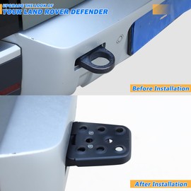 Black Carbon Steel Car Rear Bumper Towing Hitch Steps Compatible with Land Rover Defender 90 110 130 2020-2025 Step Anti Slip Tow Bumper Step Guard Black Trailer Hitch Steps