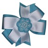 Blue Snowflake Pinwheel Hair Bow 4" Turquoise