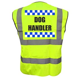 Sillitoe Dog Handler, Dog Walking Yellow Hi Vis Viz Safety Vest Waistcoat For Humans Reflective High Visibility, Dog Walker, EN471 BS, X-Large