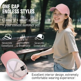 AOPREL Baseball Cap Men Women Waterproof Baseball Cap Breathable UV Protection Baseball Cap for Outdoor Activities Golf Tennis, pink, Unit size