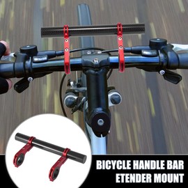 X AUTOHAUX Bicycle Aluminum Alloy Double Handlebar Extension Bracket Carbon Fiber Pattern Black Red