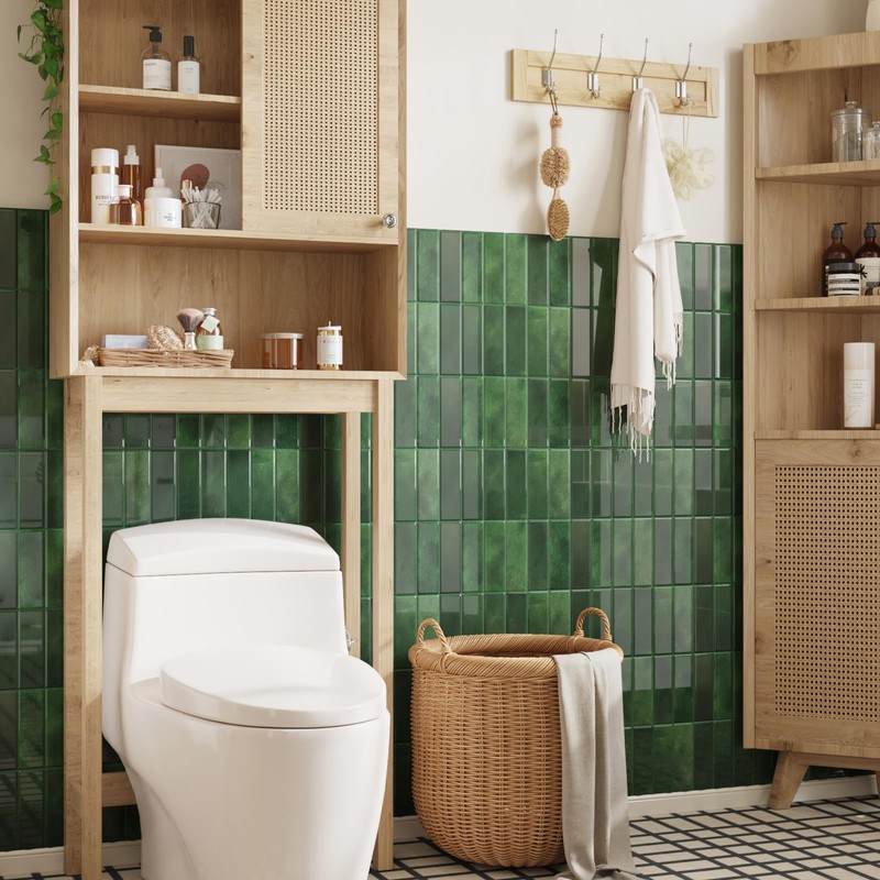 CRE8TIVE 16 Sheets Green Peel and Stick Backsplash for Kitchen