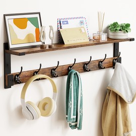 Oraich Wall Hooks with Shelf, Coat Rack Wall Mount, 28.7 Inch Shelf with Hooks for Coat Backpack Key Clothes Hanger, Wall Floating Shelf Hanging in Entryway, Living Room, Bathroom, Bedroom, Kitchen