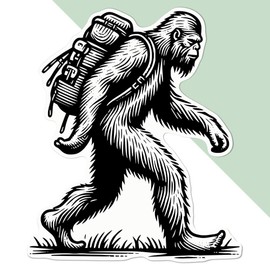 Large 210mm 'Bigfoot Hiking' Permanent Sticker Decal for Cars/Windows/Bins/Walls etc (DW00108546)