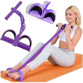 Resistance Bands with Handles, 6-Tube Elastic Fitness Bands Exercise Tension Rope, Anti-Snap Light Weight Latex Pedal Resistance Bands for Abdomen/Waist/Arm/Leg Stretching Training, Yoga, Slim