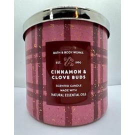 Cinnamon & Clove Buds 3 Wick 14.5 Ounce Scented Candle Red Plaid