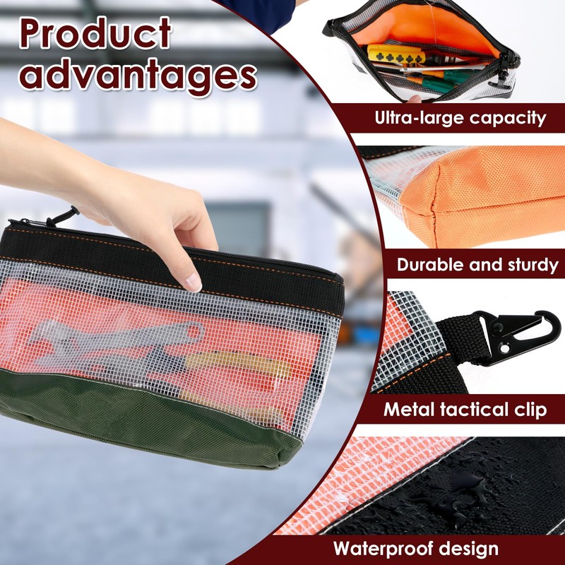 4Pcs Clear Tool Pouch Waterproof Oxford Cloth Small Tool Bag