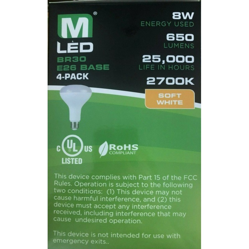 MaxLite 4 Bulbs Maxlite BR30 E26 LED Light Bulbs 8W