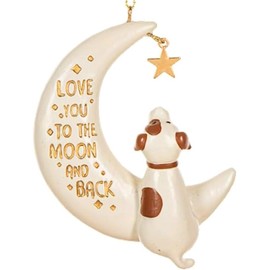 The Bridge Collection Love You to The Moon and Back Moon and Dog Ornament - Pet Dog Christmas Tree Ornaments - Love Ornament - Gifts for Dog Owners