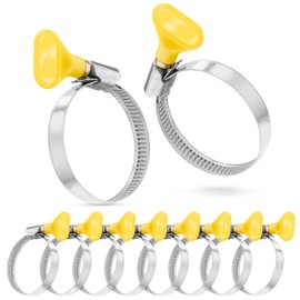 Poppstar 10x Hose Clamps with Wing Nut Stainless Steel Clamping Range 35-50 mm W2 Quality Yellow