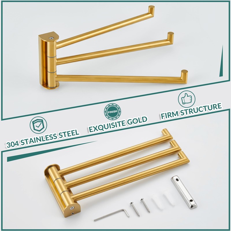 APLusee Swivel Towel Rack for Bathroom Door Wall Mounted, Swivel