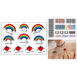 2 Sheets Temporary Barcode Tattoo Rainbow Tattoo Strawberry Tattoo Barcode Tattoo HSC182 201