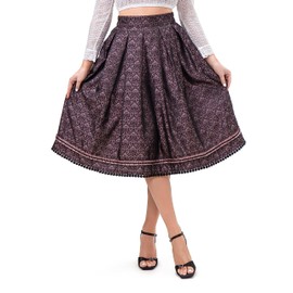 Kelliar Women's Traditional Skirt Underskirts Vintage Knee-Length Skirt Elegant Oktoberfest Skirts with Lace and Embroidery Pink and Black Size 40, Black & Pink