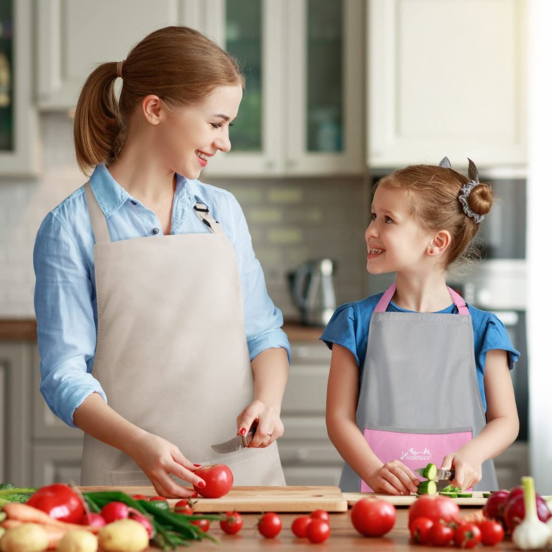 Viedouce 2-Pack of Waterproof Cooking Aprons with Pockets, Adjustable Kitchen