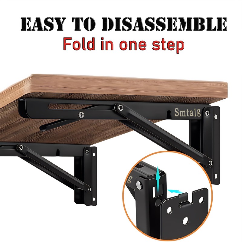 Folding Shelf Brackets， Detachable Folding Bracket，2 Pack Heavy Duty Wall