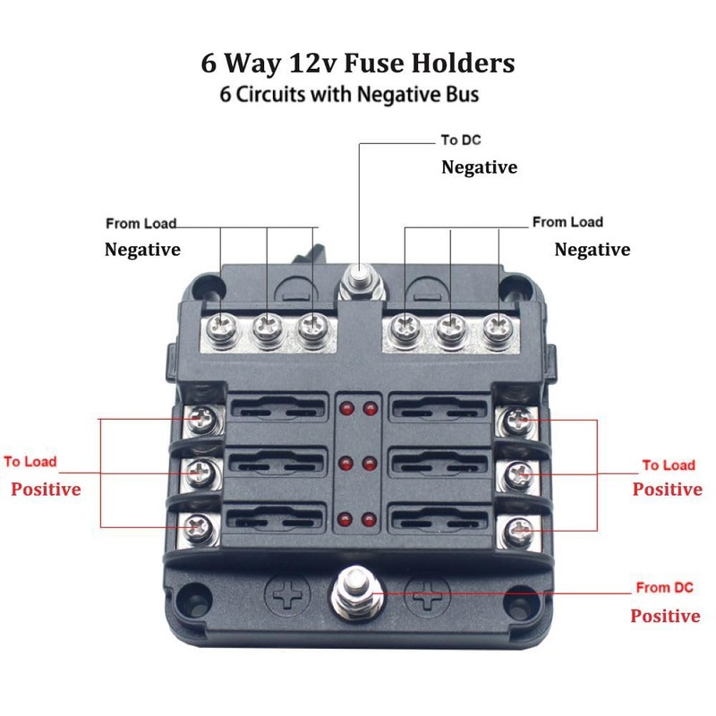 6 Way 12v Fuse Blocks, Waterproof Marine Fuse Block, Universal