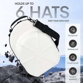 Birdie Nest Golf Hats Baseball Caps Travel Case - Hat Carrier & Organizer | White Hard-Shell | Fits 6 Caps | Protect Hats | Ventilated EVA, Double Zipper, Handle & Strap