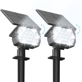 VOLISUN Solar Spotlight Outdoor, IP67 Waterproof Solar Landscape Spot Lights，Uplights for Yard Garden Pathway - 2 Pack (Cool White) 27 LED 3 Lighting Modes