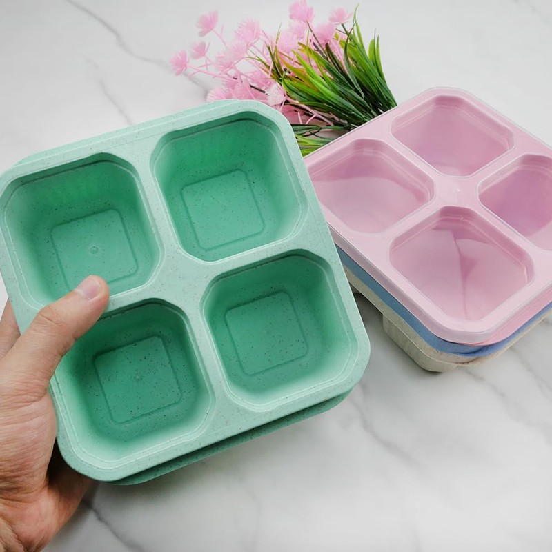 duisoad 4 Stück Brotdose mit Fächern, Snackteller mit Fächern Vesperdose