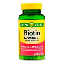 Biotina 5,000mcg (240 Softgels) Hermoso Cabello, Piel Y Uñas Sabor Sn                                                                                 