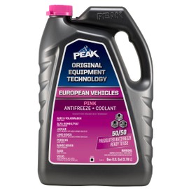PEAK OET Extended Life Pink 50/50 Prediluted Antifreeze/Coolant for European Vehicles, 1 Gal.