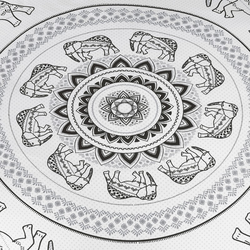 Sleepdown Tribal Elephant Mandala White Grey Black Reversible Duvet Cover
