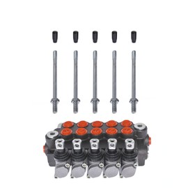 mitoharet 5 Spool Hydraulic Monoblock Double Acting Control Valve, 11 GPM, SAE Ports