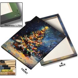 TYPTEK Christmas Wall Art Radiant Christmas Tree Glowing Holiday Tree Painting Pictures Print Winter Landscap Art Christmas Wall Decor Artwork for Living Room or Bedroom 8x10inch