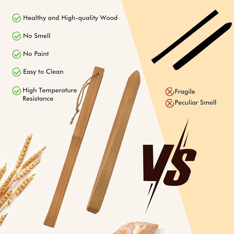 Golyhel 2 PCS Wooden Spurtle Set, 12'' Mixing Stir Stick