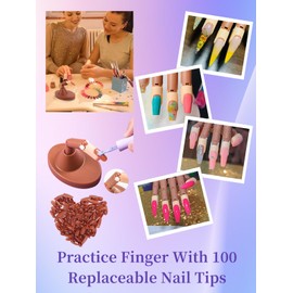 CENBEII Acrylic Nail Kit Electric Nail File - Practice Hand Finger 100pcs Nail Tips Gel Nail Kit - 4 Colors Acrylic Powder 75ml Acrylic Liquid Polygel Nail Kit - Nail Lamp Gel x Nail Extension Kit