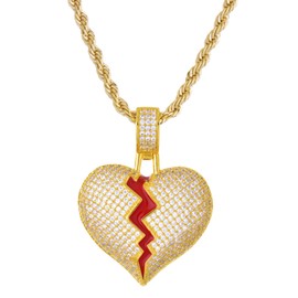 metaltree98 Rapper Remember Broken Heart Pendant 20" Cuban Chain 19357 G BCR