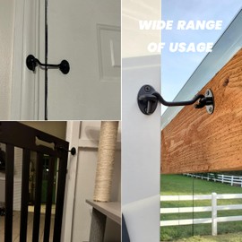 Aiptosy 2 Pack 6'' Door Latch Door Lock Hardware, 6'' Hook and Eye Gate Latch Easy Lock for Barn Door, Black Sliding Door Lock with Screws for Window, Cabin Hooks