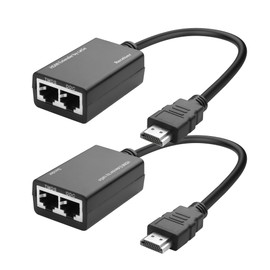 YACSEJAO HDMI Extender Over HDMI to Cat5e/6 Network Balun Adapter Converter 100FT/30M Sender Signal Amplifier Repeater Transmitter Support Up to 1080P