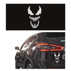 Calcomanía Carro Sticker Pegatina Adhesiva Vinilo Resistente Agua/UVA para Moto Auto Combi Casco Laptop Universal | (Simbiote, Blanco Plata)