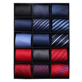 kaxilu Neckties for Mens 15pcs Assorted Zipper Ties for Men, Silky Zip Up Ties, Men's Adjustable Pretied Ties Set