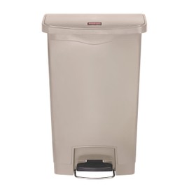 Rubbermaid Commercial Products STREAMLINE Plastic Front Step Step-On-Trash/Garbage Can/Bin, 13 GAL, Beige, for Doctor's Office/Hospitals/Healthcar