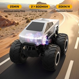 WayEee Cybertruck RC Car Kids Toys for Ages 6+, Remote Control Car Waterproof Monster Truck, Amphibious 4WD All Terrain Off-Road Pickup, 1:16 Scale, 2.4GHZ Vehicles, Boys Kids Birthday Gift, Argent